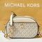 MICHAEL KORS JET SET GLAM SMALL FRONT POCKET OVAL CROSSBODY BAG MK LIGHT CREAM